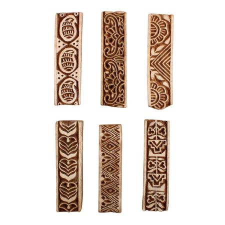 Set of 6 Piece New Mix Wooden Printing Block